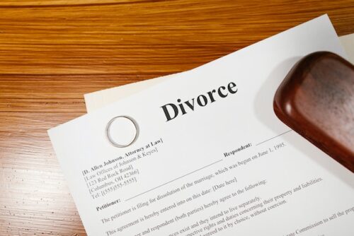 divorce papers with eyeglass case